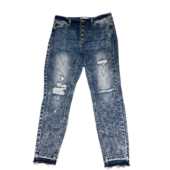 KanCan Pants - KanCan Womens Skinny Jeans Distressed Button Fly High Waisted 31‎
